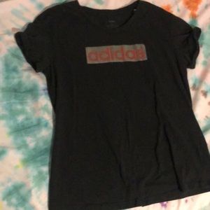 Black and pink adidas women t-shirt